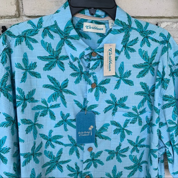 Caribbean men new shirt   Palm tree design front and back - Picture 2 of 3